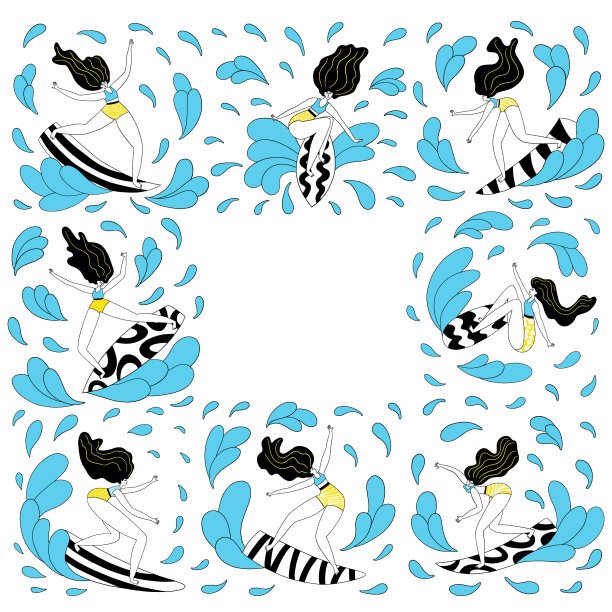 冲浪手画冲浪情绪图片下载