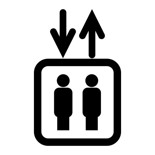 电梯图标标志孤立的白色背景图片下载