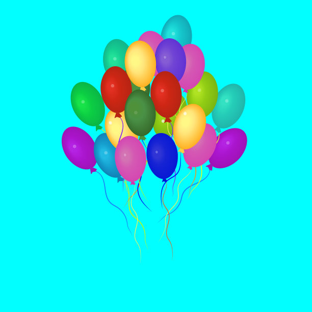 五颜六色的气球飞着参加派对图片下载