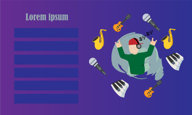 戴着带有音乐图标的耳机的音乐人图片下载