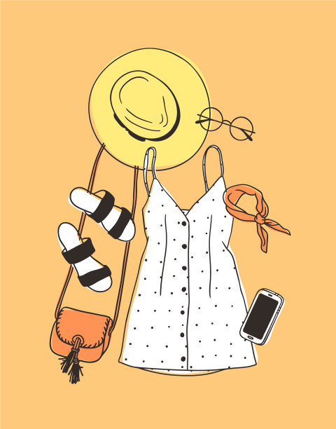 手绘时尚夏装季看图片下载