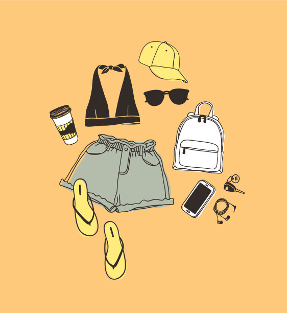 手绘时尚夏装季看图片下载