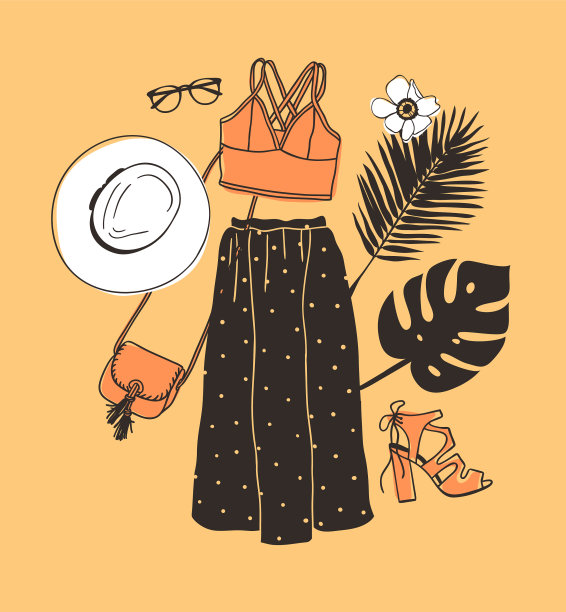 手绘时尚夏装季看图片下载