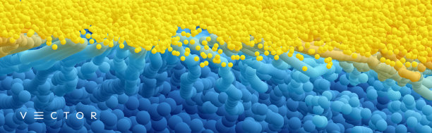 在空旷的空间里有许多不同大小的球体。抽象的背景。三维矢量插图。图片下载