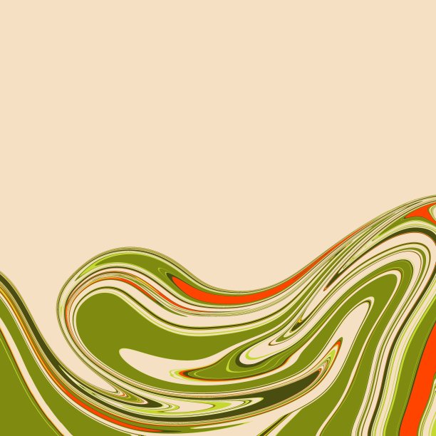 抽象的波浪液体状或抽象的笔触，在奶油色的背景上用绿色、橙色、黄色调涂抹飞溅色，复制空间作背景装饰图片下载