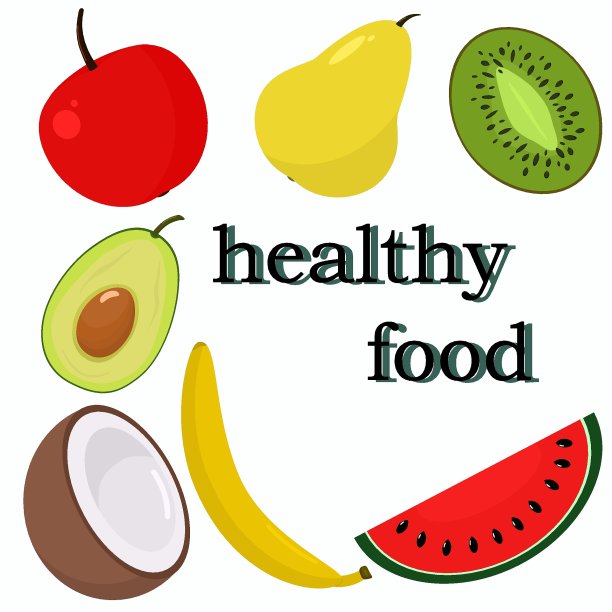 白色背景的水果套装，健康食品概念图片下载