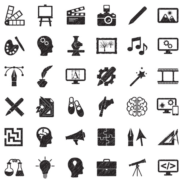 创造性的图标。黑色涂鸦设计。矢量插图。图片下载