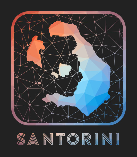 圣托里尼岛地图设计。图片下载