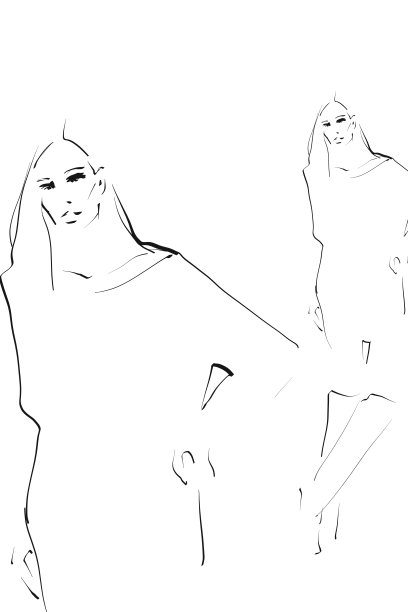年轻女子,模型。手绘时装插图图片下载