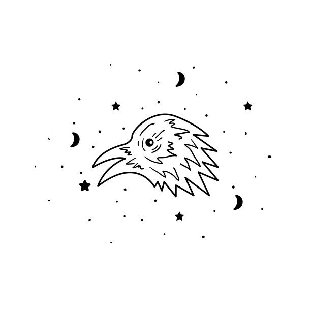 神秘的乌鸦与月亮和星星星星图片下载