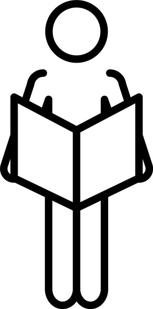 象形人看书图标行风格图片下载