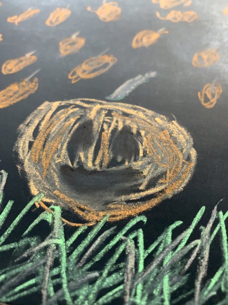 杰克O南瓜灯在南瓜Patch彩色粉笔画图片下载