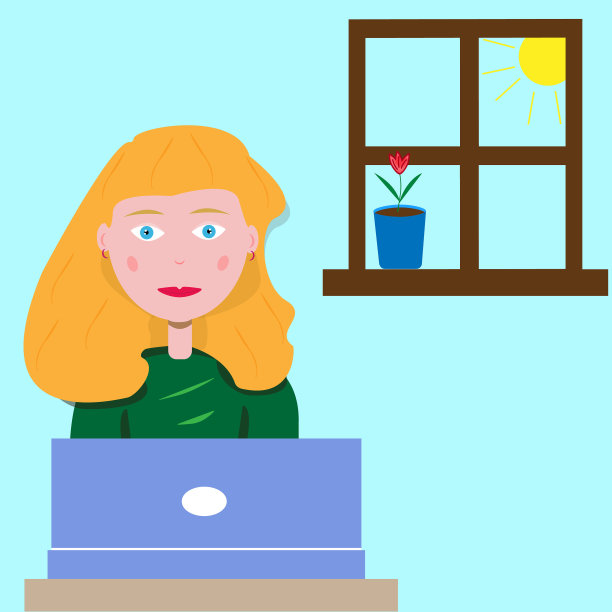 金发女孩在家工作舒适自我隔离图片下载