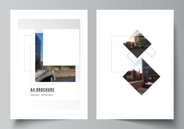 矢量布局A4格式封面模型设计模板与几何简单的形状，线条和照片的地方宣传册，传单布局，小册子，封面设计，书，小册子封面。图片下载