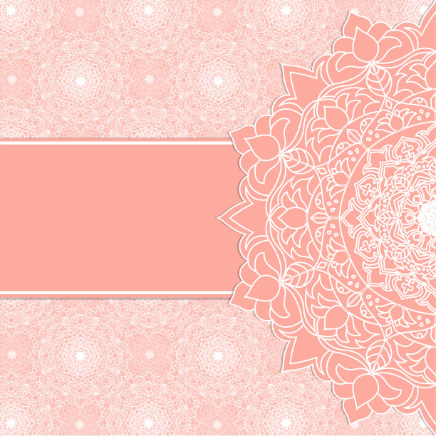 贺卡与花园曼荼罗装饰在粉红色图片下载