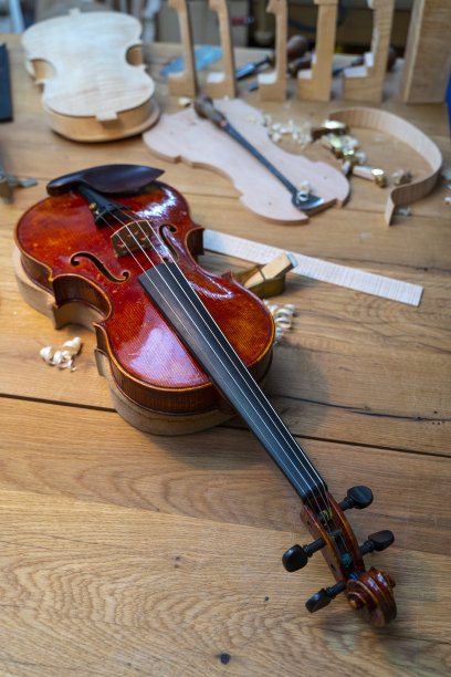 在制琴师作坊里演奏小提琴图片下载