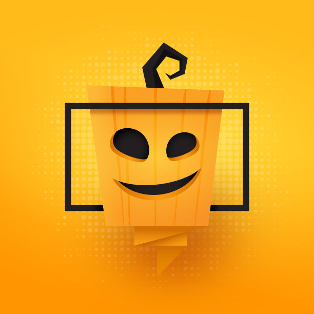 万圣节南瓜折纸泡泡演讲上的橙色背景剪纸风格。矢量插图。图片下载