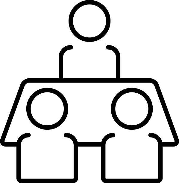 象形人坐在桌子旁图标线条风格图片下载