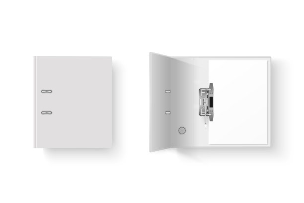 3D白色A4纸金属环活页夹样机（顶部视角）图片下载