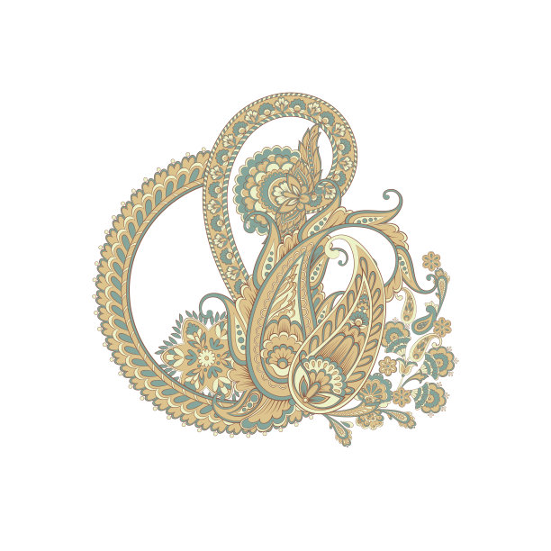 孤立的佩斯利矢量装饰贺卡图片下载