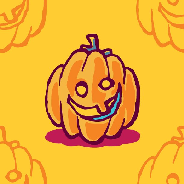 万圣节南瓜脸杰克O灯笼头矢量插图模式图片下载