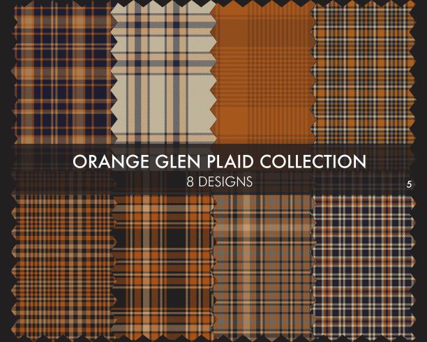 橙格伦格子呢无缝图案系列图片下载