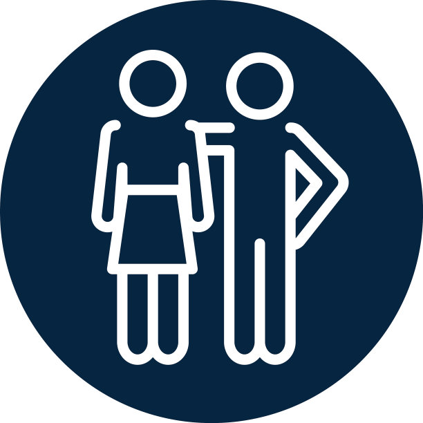 象形女子和男子站在一起，线块式图片下载