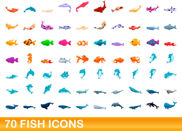 70鱼图标设置卡通风格图片下载