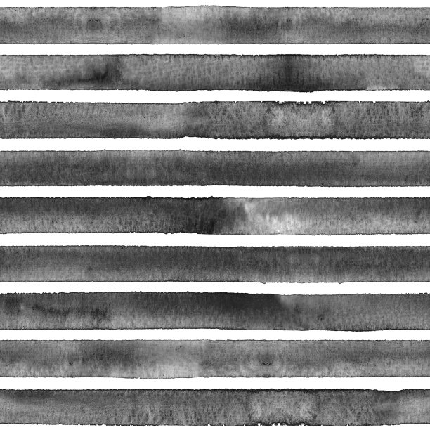 水彩条纹无缝图案。白色背景上的黑色条纹图片下载