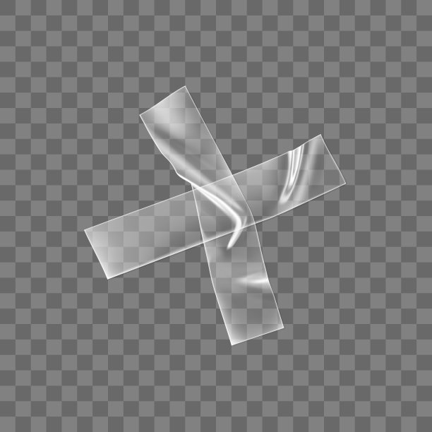 透明胶粘带交叉隔离在透明背景上。皱巴巴的胶粘带交叉用于照片和纸的固定。现实的皱条孤立的三维矢量图片下载