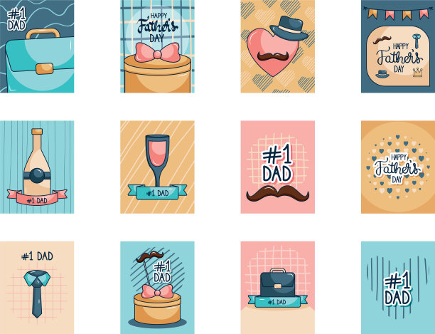 图标设置可爱的快乐父亲节贺卡图片下载