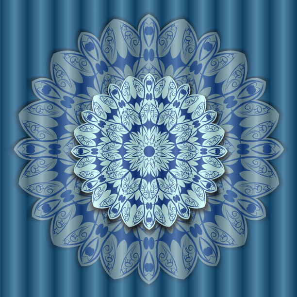 优雅的蓝色曼陀罗无缝图案设计图片下载
