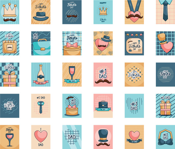 父亲节贺卡图标集快乐图片下载