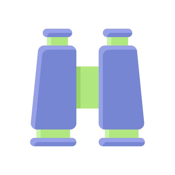 暑期相关双筒望远镜与放大镜矢量平式，图片下载