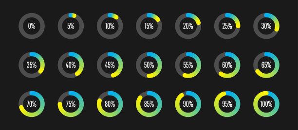 一组圆百分比图图片下载