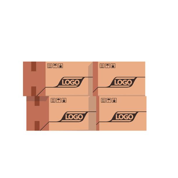 一堆一堆密封的货物纸箱。平面风格矢量插图孤立的白色背景。图片下载