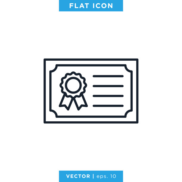 证书图标矢量插图设计模板。可编辑的中风。图片下载