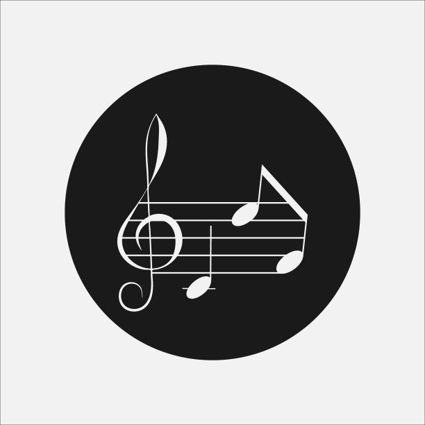 圆形黑色背景上音乐音符的图标符号。图片下载