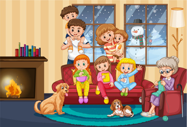 人们呆在家里和家人在一起的场景图片下载