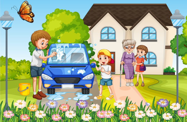 家人在家里玩得很开心的场景图片下载