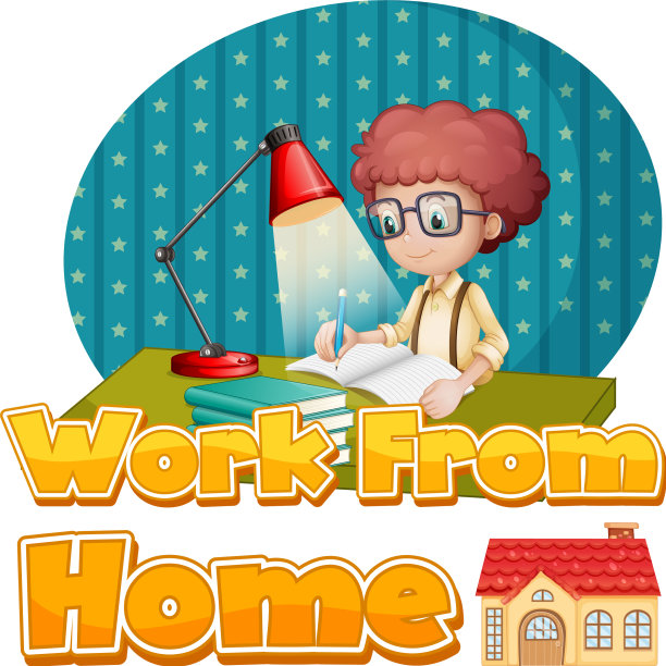 字体设计在家工作与男孩图片下载