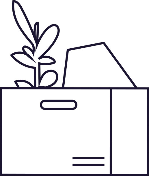 具有办公用品线风格的纸板箱图片下载