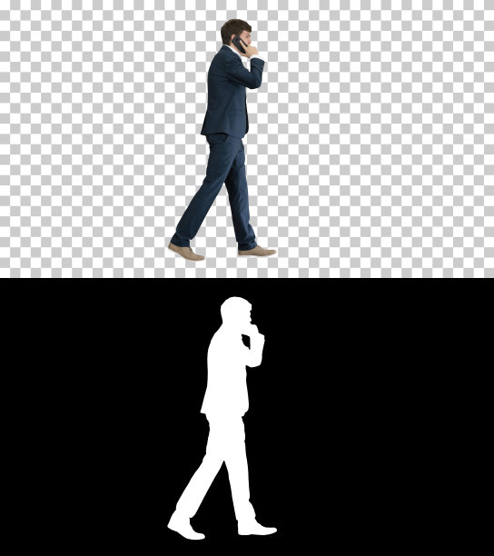 年轻商人边走边打电话，阿尔法·陈图片下载