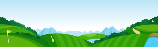 高尔夫球场全景图。一个有山的巨大高尔夫球场。图片下载