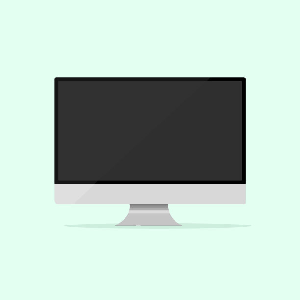 显示器屏幕上的PC图标为扁平样式，上为蓝色图片下载