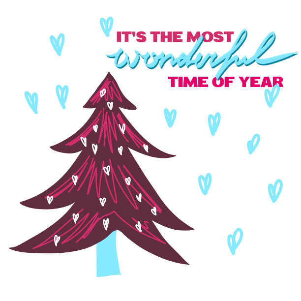 圣诞树带着雪的心图片下载