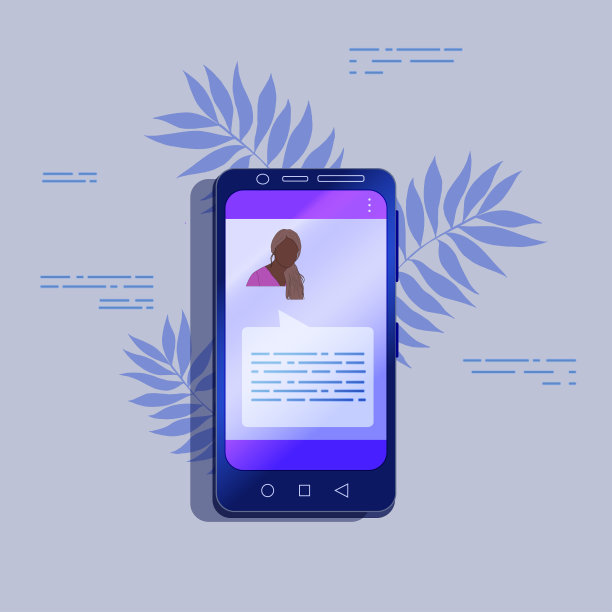 平面向量插图。手机图片与聊天信息。年轻女孩聊天图标。移动通讯。图片下载