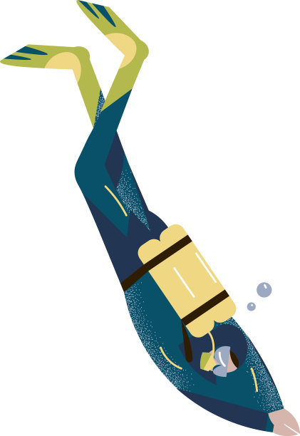 水肺潜水员在水下游泳和潜入深海图片下载