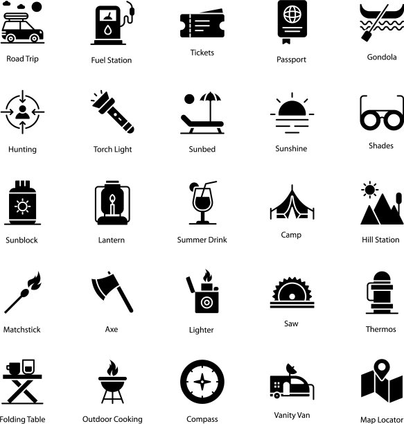 旅行运输字形图标包图片下载