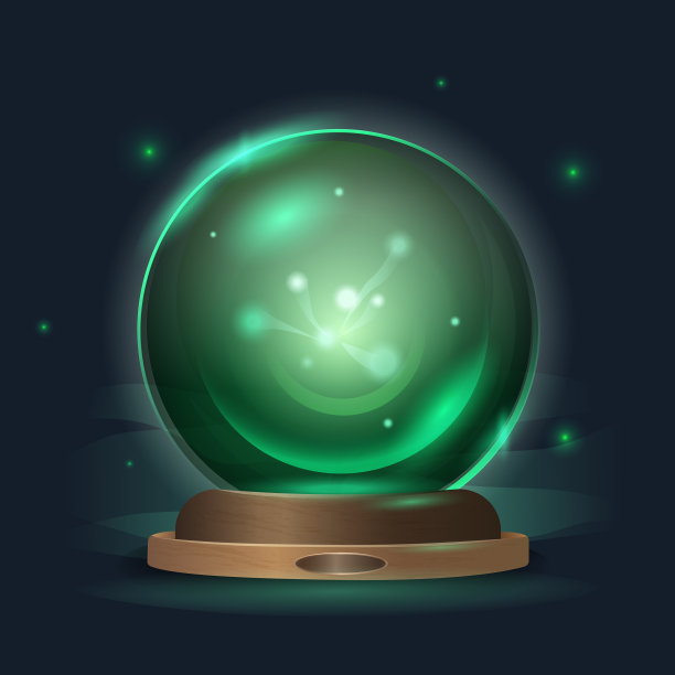 魔法水晶球在一个神秘的绿宝石光辉图片下载